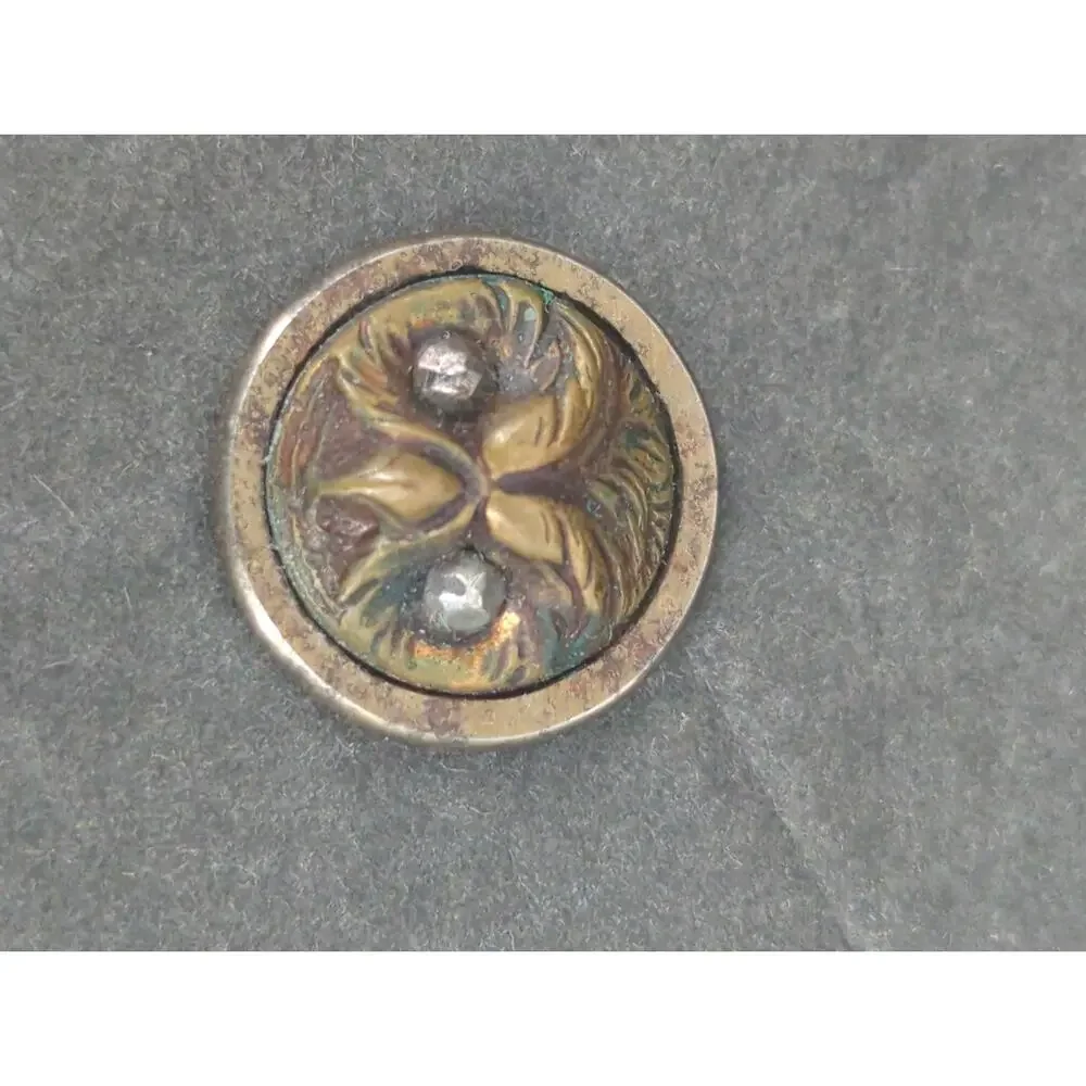 LOT E of 10 Antique Vintage Victorian Brass Mixed Materials Buttons ESTATE FIND